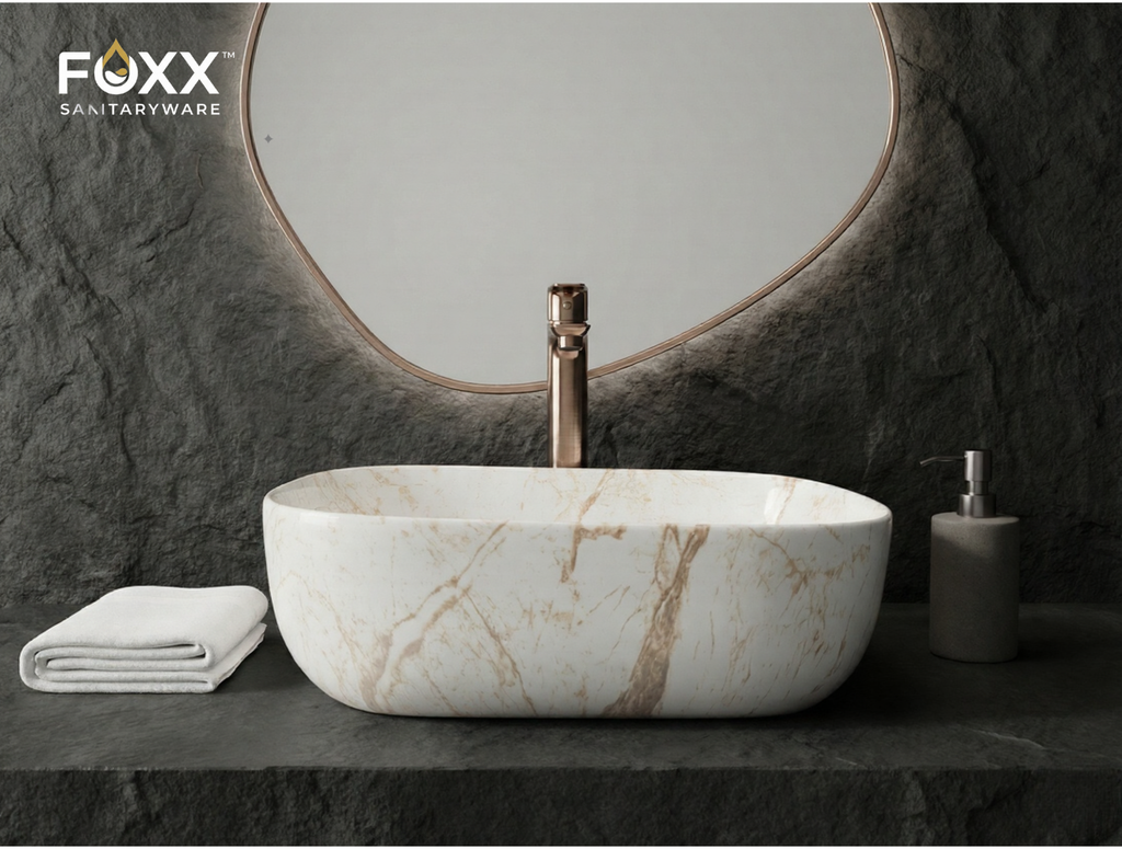 Foxx Sanitaryware Ceramic Premium Designer Wash basin for Home, Hotels (18x13x5)(M-10)