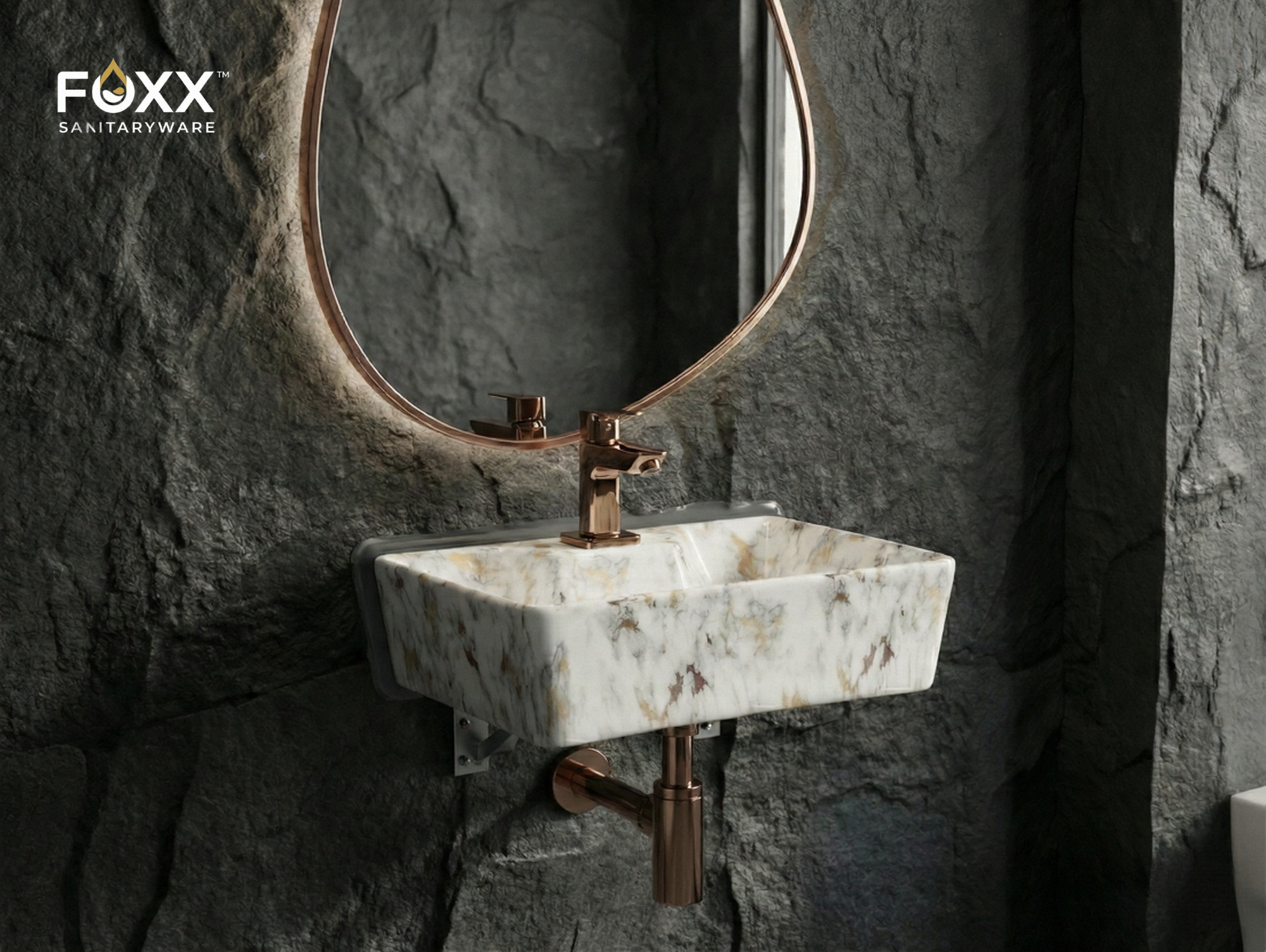 Foxx Sanitaryware 2 in 1 Wall Mount & Table Top Ceramic Premium Wash basin (M-01) (16x12x5) (M-01) Wall Hung Basin
