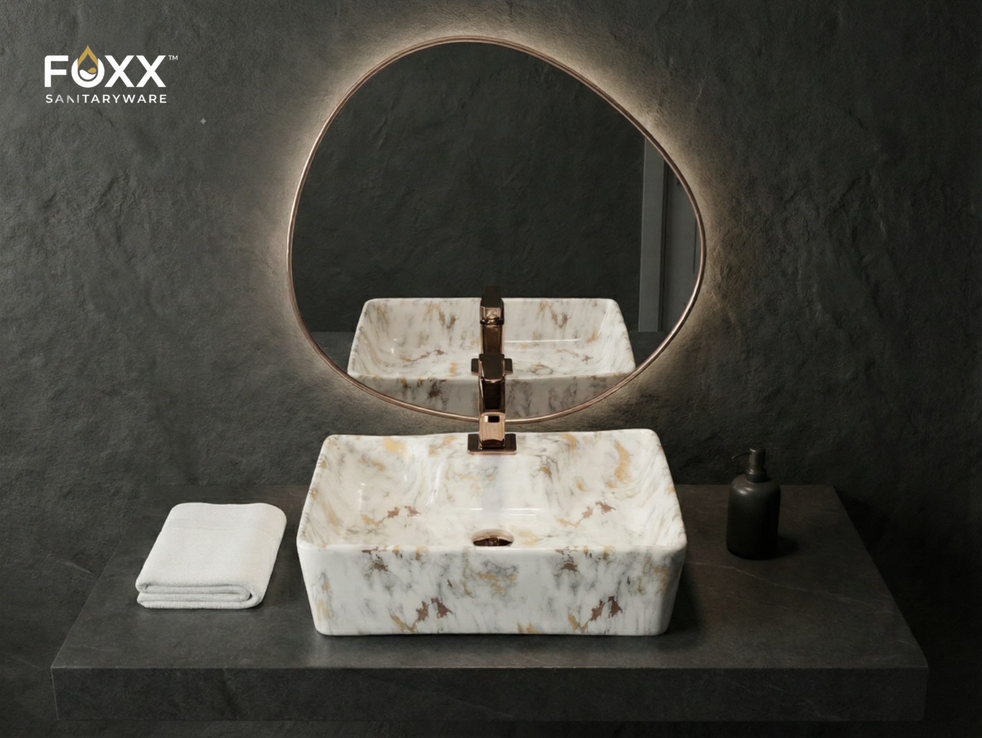 Foxx Sanitaryware 2 in 1 Wall Mount & Table Top Ceramic Premium Wash basin (M-01) (16x12x5) (M-01) Wall Hung Basin