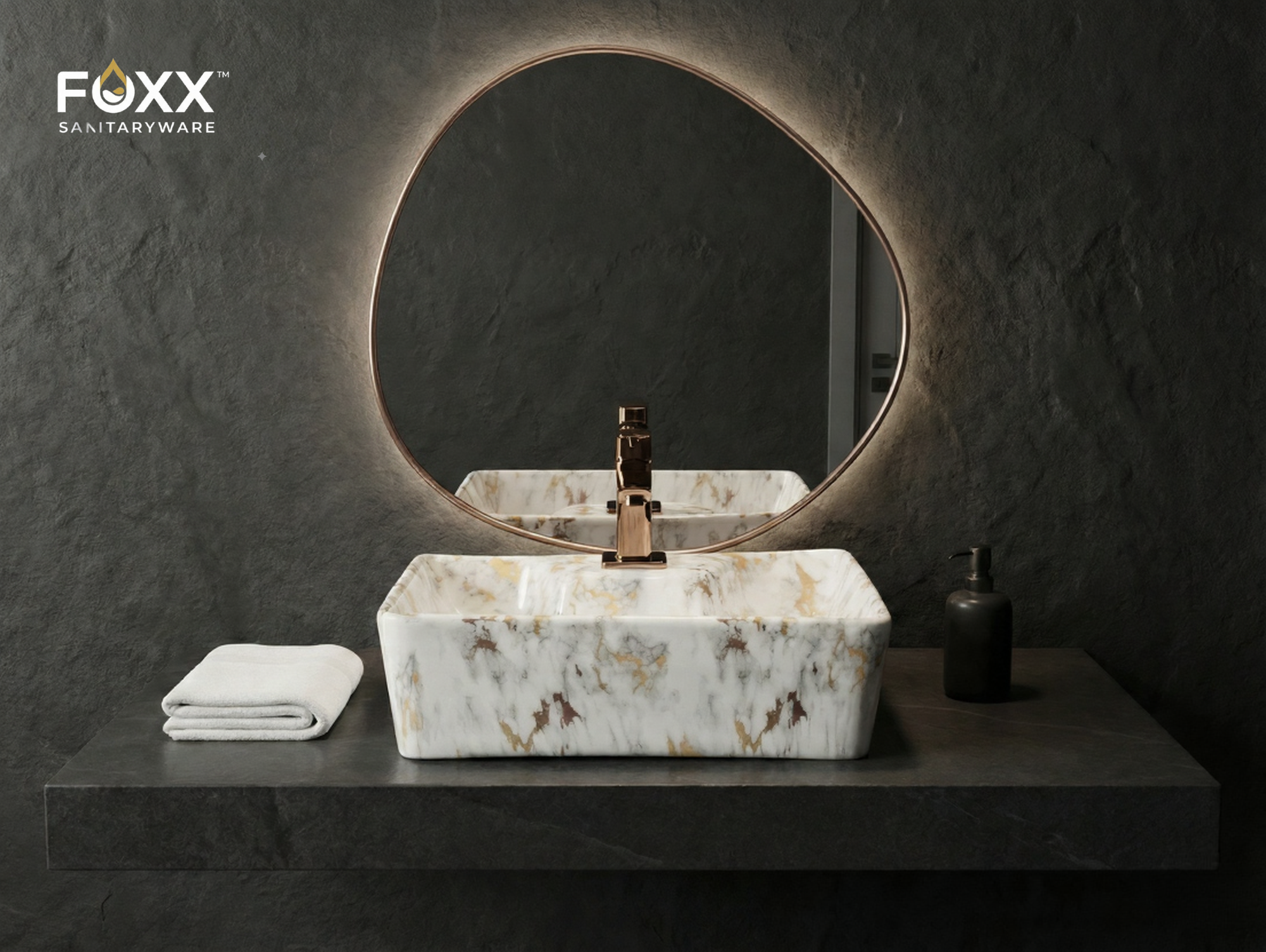 Foxx Sanitaryware 2 in 1 Wall Mount & Table Top Ceramic Premium Wash basin (M-01) (16x12x5) (M-01) Wall Hung Basin