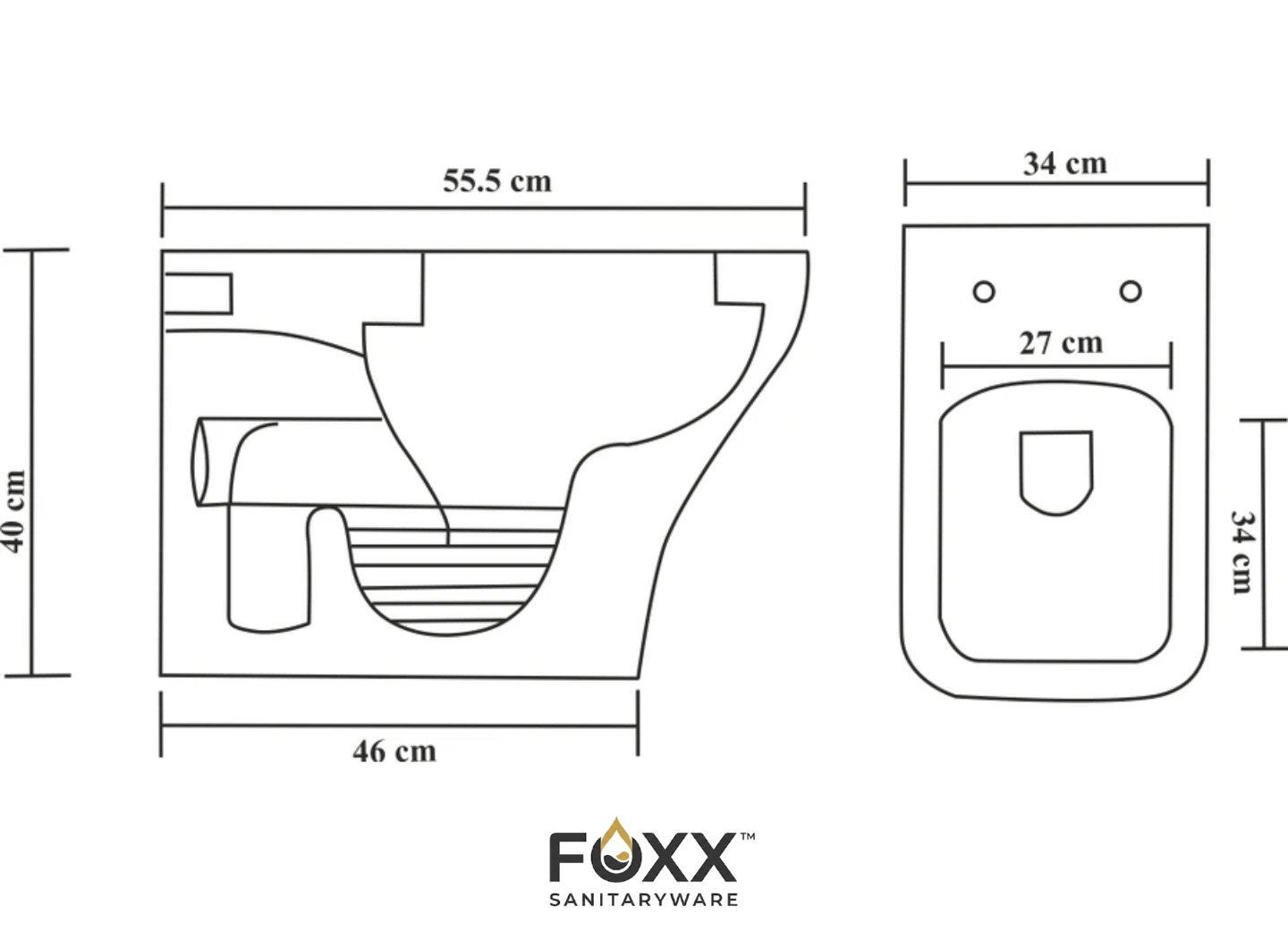 Foxx Sanitaryware Premium Grade White Floor Mounted Commode for Hotels and Home Floor Mounted White Western Commode (White)