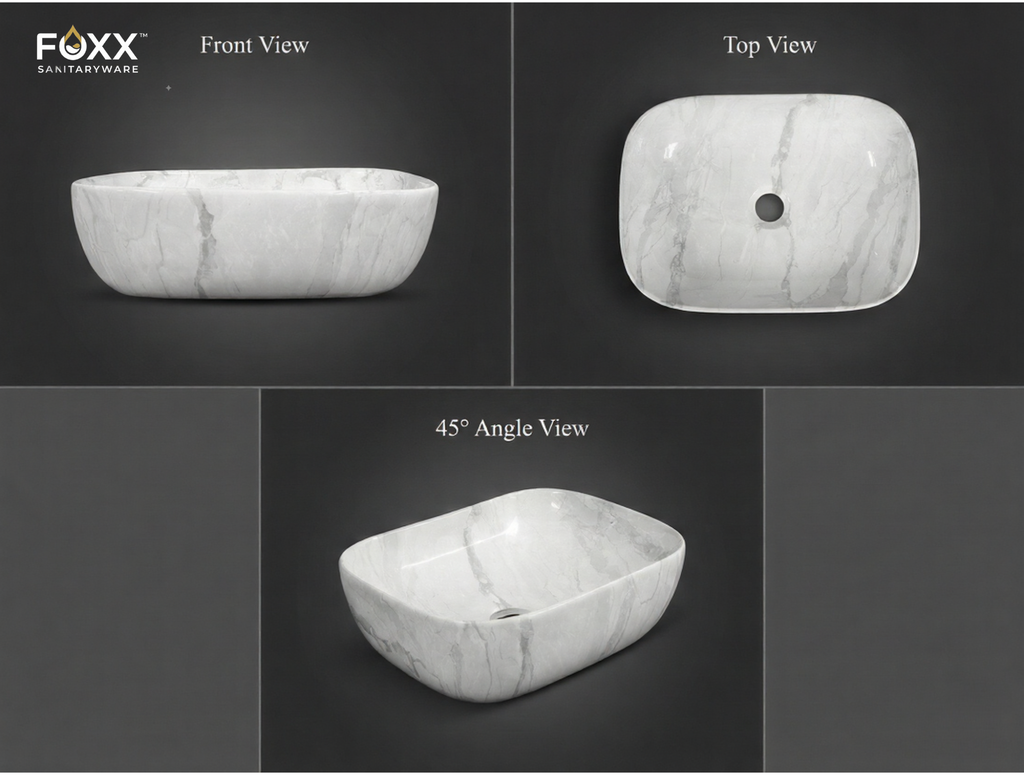 Foxx Sanitaryware Ceramic Premium Designer Wash basin for Home, Hotels (18x13x5)(M-08)