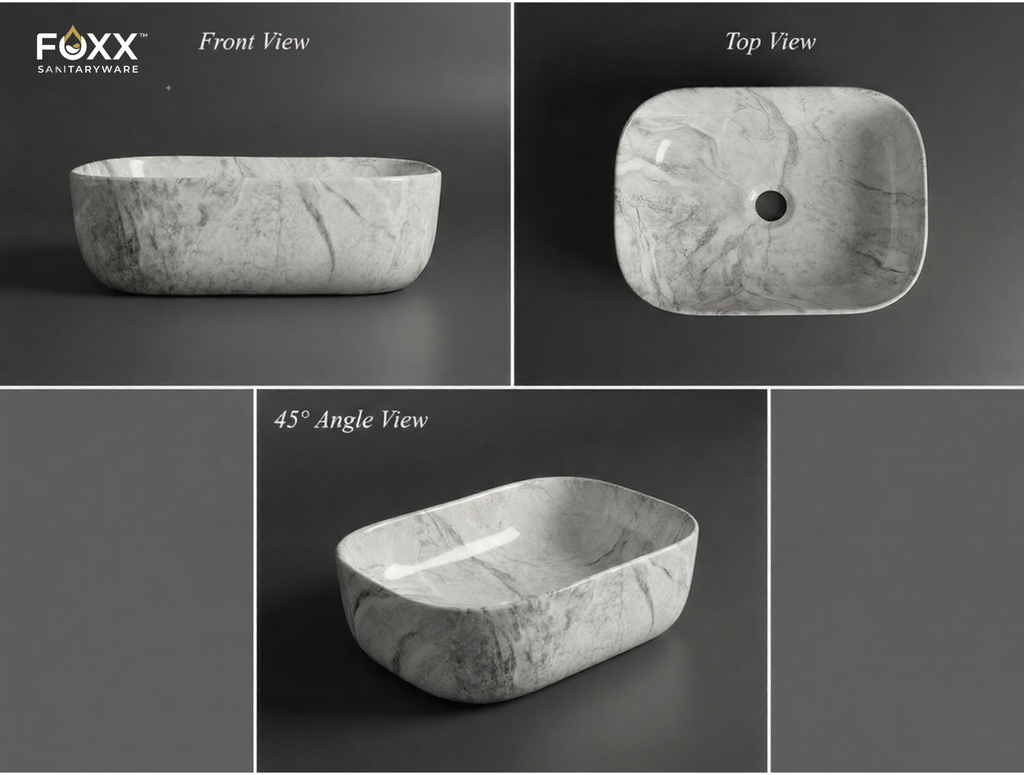 Foxx Sanitaryware Ceramic Premium Designer Wash basin for Home, Hotels (18x13x5)(M-08 New)