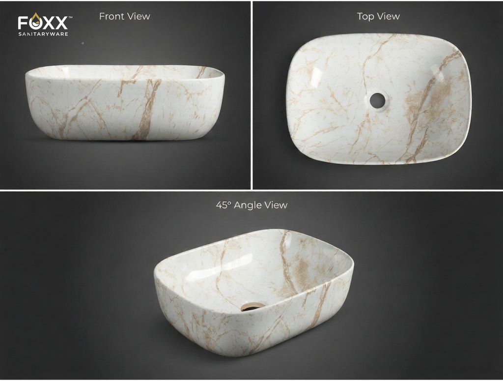 Foxx Sanitaryware Ceramic Premium Designer Wash basin for Home, Hotels (18x13x5)(M-10)