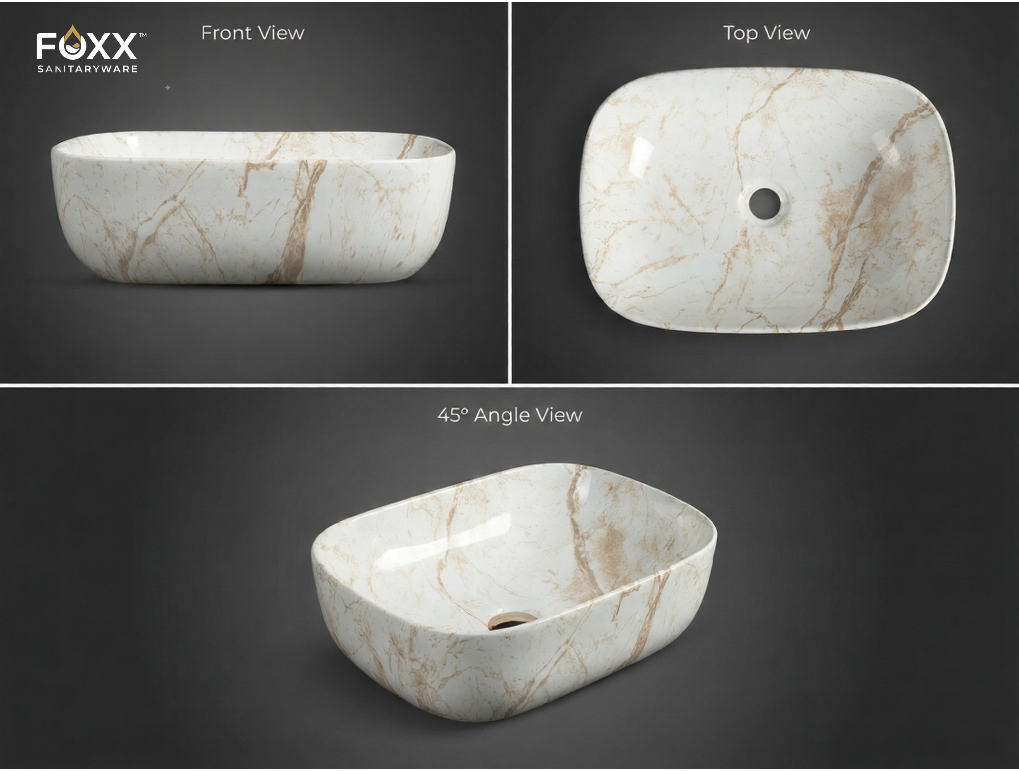 Foxx Sanitaryware Ceramic Premium Designer Wash basin for Home, Hotels (18x13x5)(M-10)