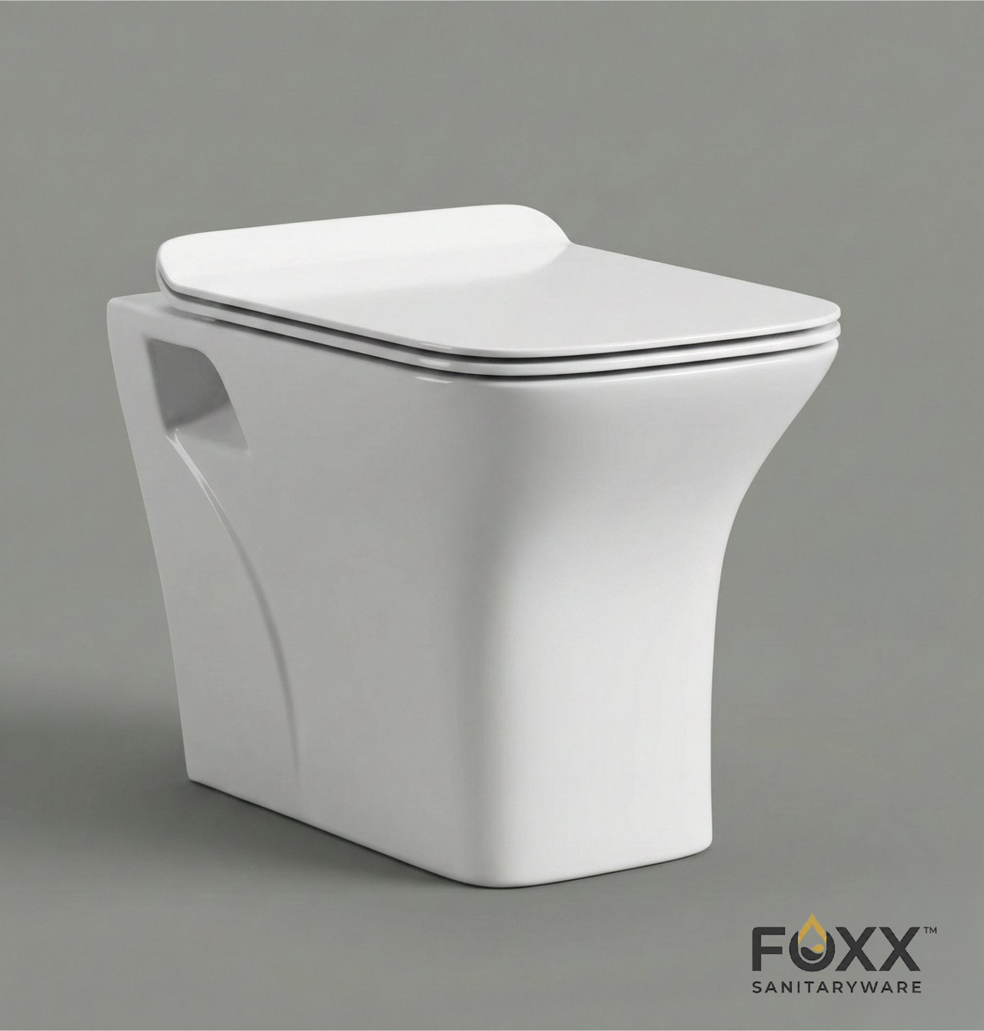 Foxx Sanitaryware Premium Grade White Floor Mounted Commode for Hotels and Home Floor Mounted White Western Commode (White)