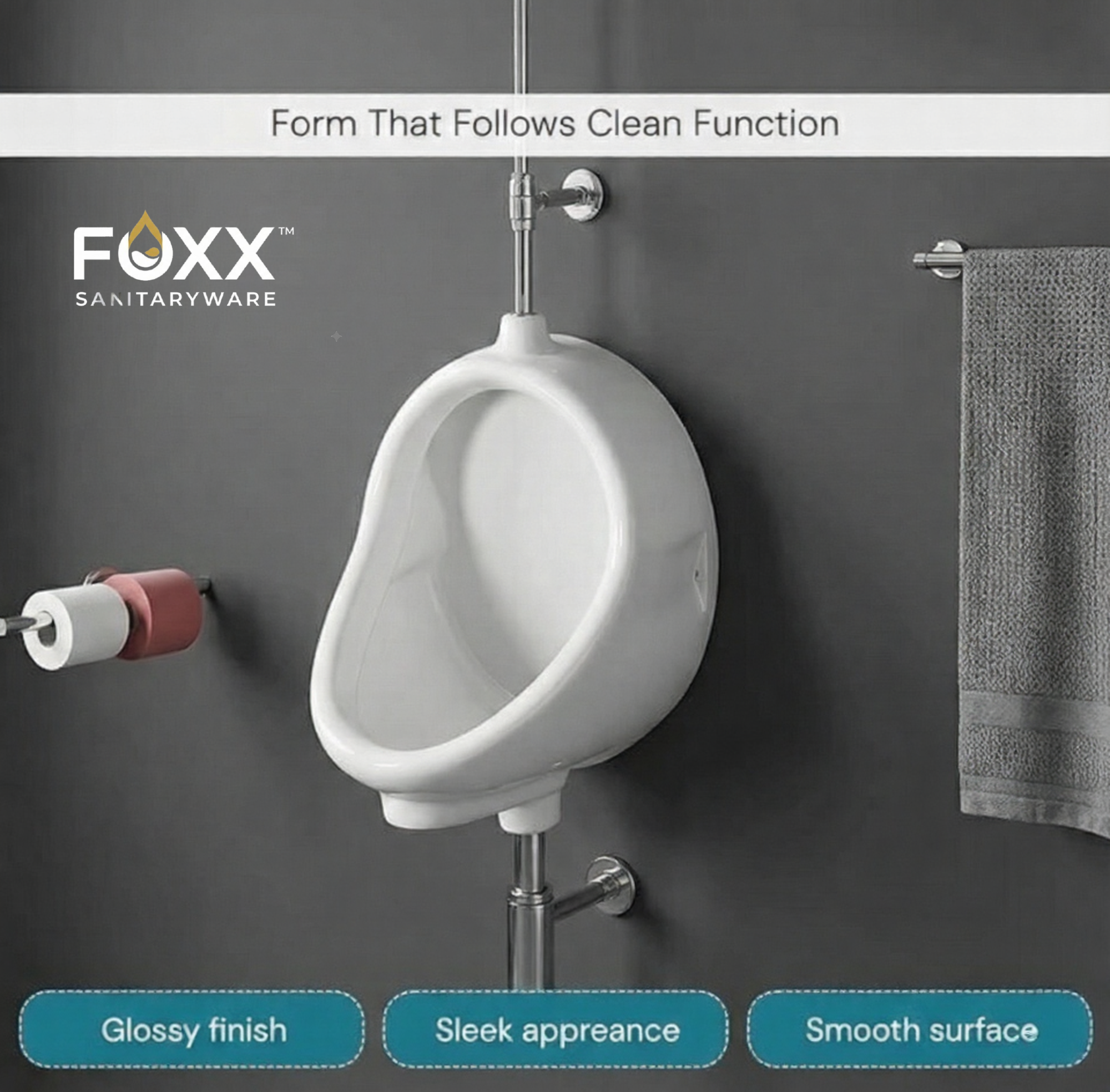 Foxx Sanitaryware Ceramic Premium Urinal for Home, Hotels Gents Urinal Standard Commode Urinal (White)