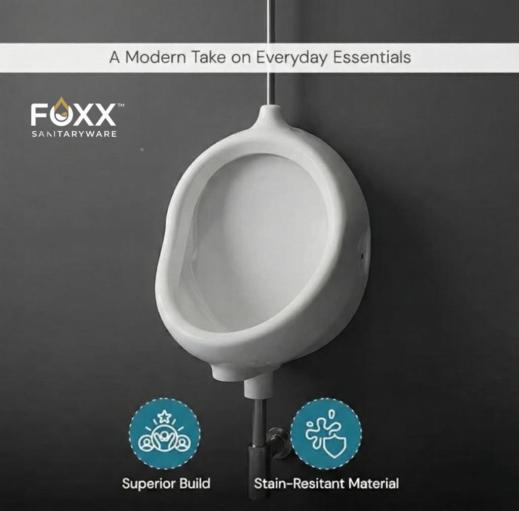 Foxx Sanitaryware Ceramic Premium Urinal for Home, Hotels Gents Urinal Standard Commode Urinal (White)