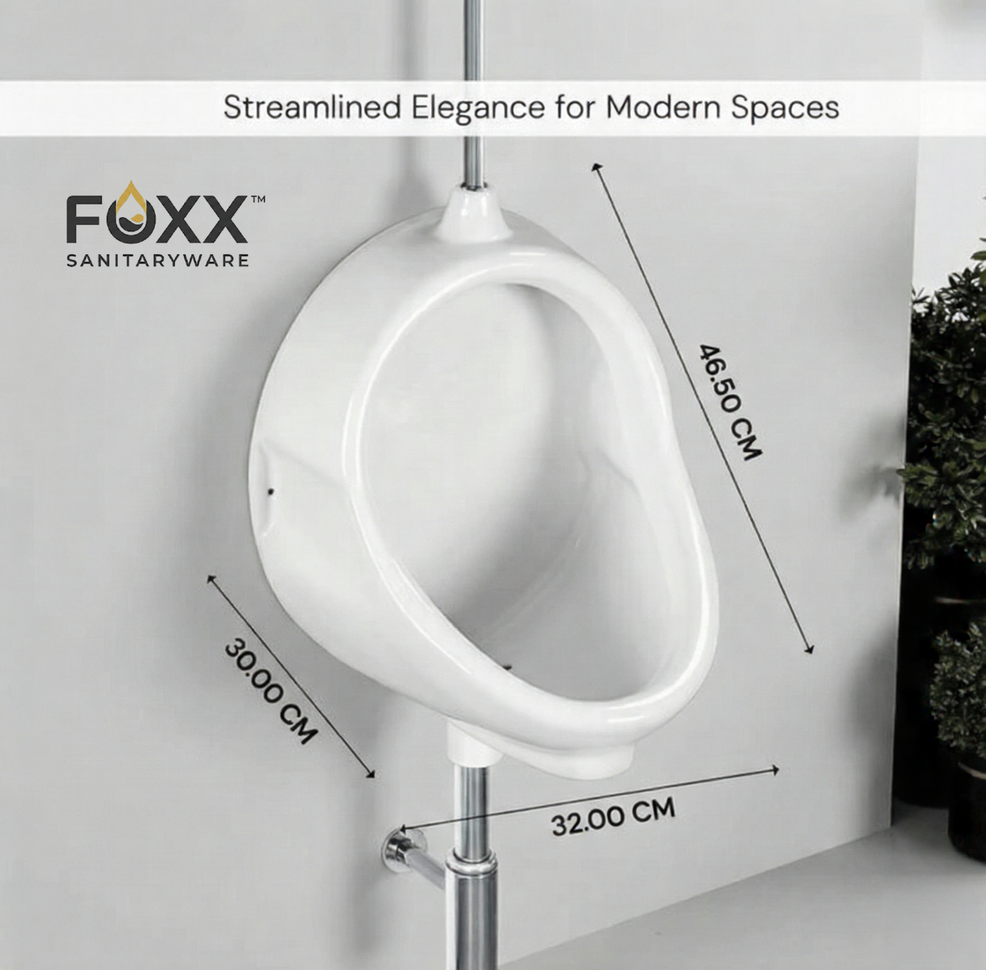 Foxx Sanitaryware Ceramic Premium Urinal for Home, Hotels Gents Urinal Standard Commode Urinal (White)
