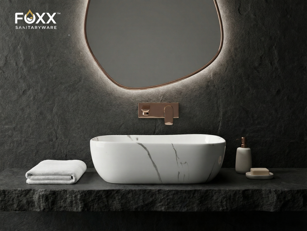 Foxx Sanitaryware Ceramic Premium Designer Wash basin for Home, Hotels (18x13x5)(M-34-New)
