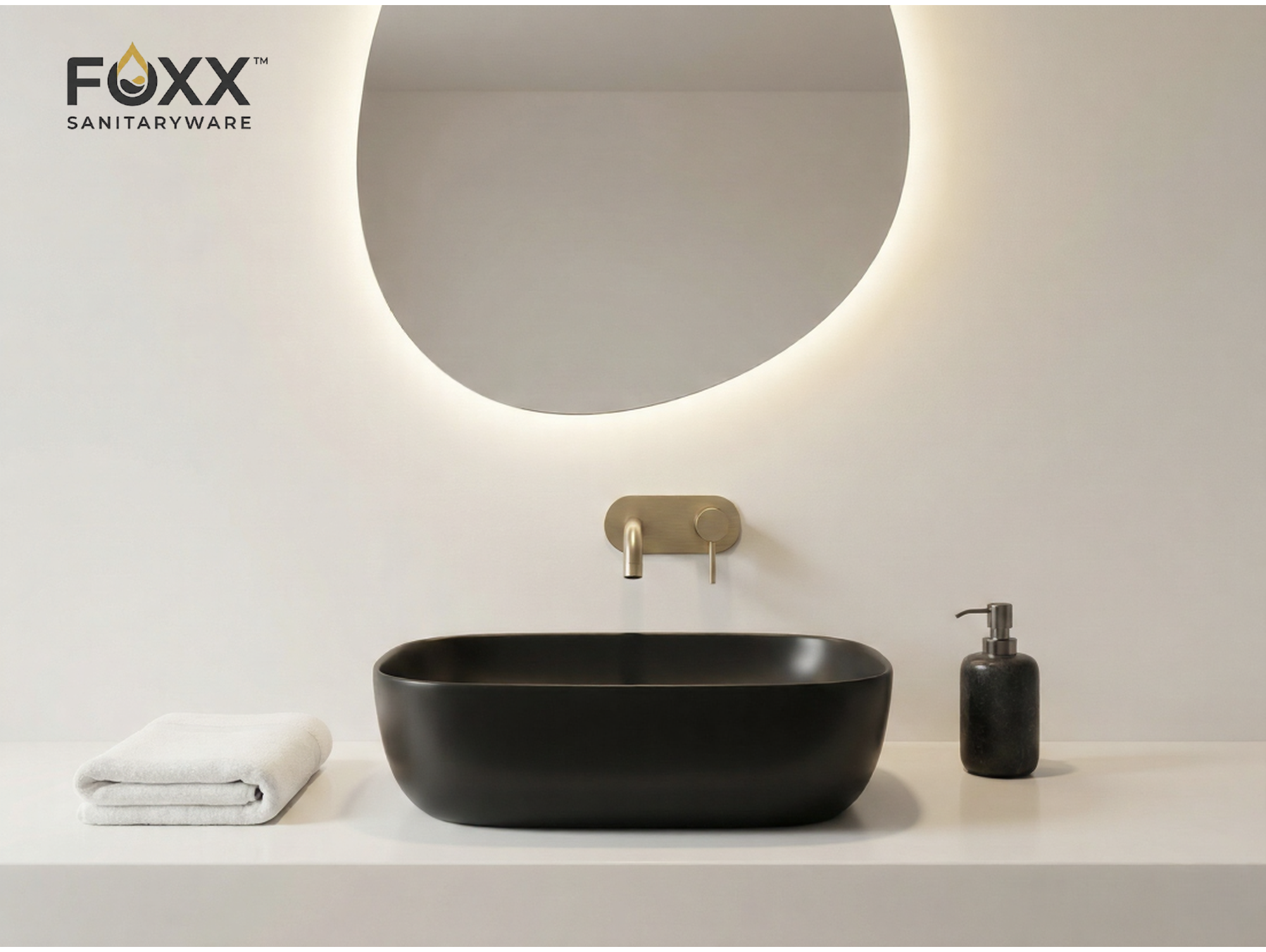 Foxx Sanitaryware Ceramic Premium Designer Wash basin for Home, Hotels (18x13x5)(Black Matt)