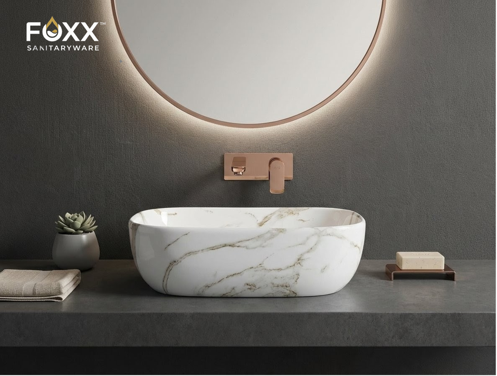 Foxx Sanitaryware Ceramic Premium Designer Wash basin for Home, Hotels (18x13x5)(M-34)