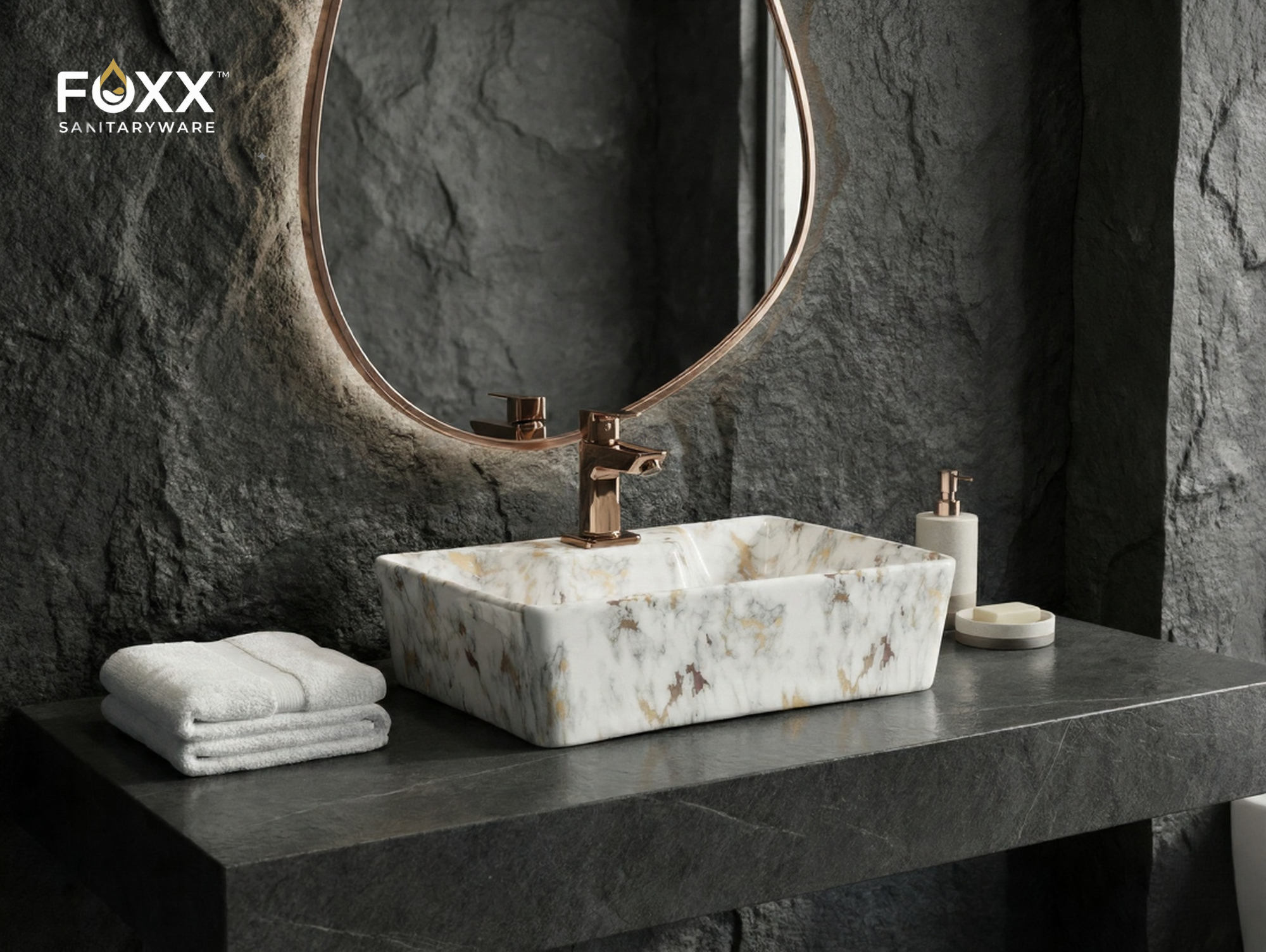 Foxx Sanitaryware 2 in 1 Wall Mount & Table Top Ceramic Premium Wash basin (M-01) (16x12x5) (M-01) Wall Hung Basin