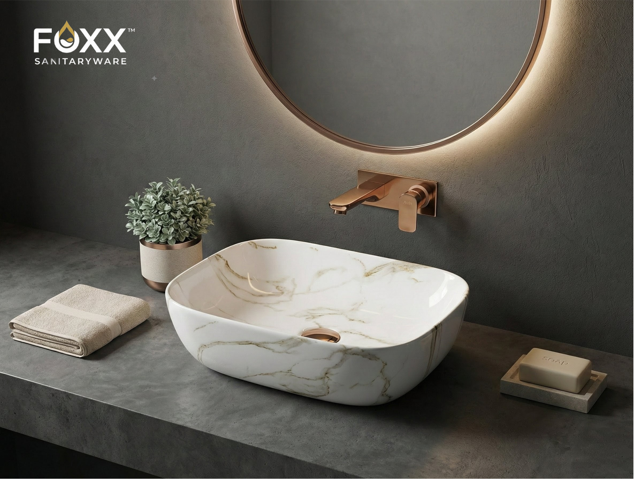 Foxx Sanitaryware Ceramic Premium Designer Wash basin for Home, Hotels (18x13x5)(M-34)