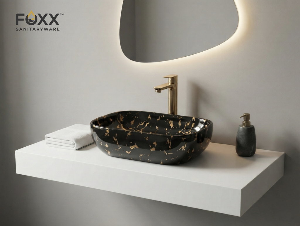Foxx Sanitaryware Ceramic Premium Designer Wash basin for Home, Hotels (18x13x5)(M-24)