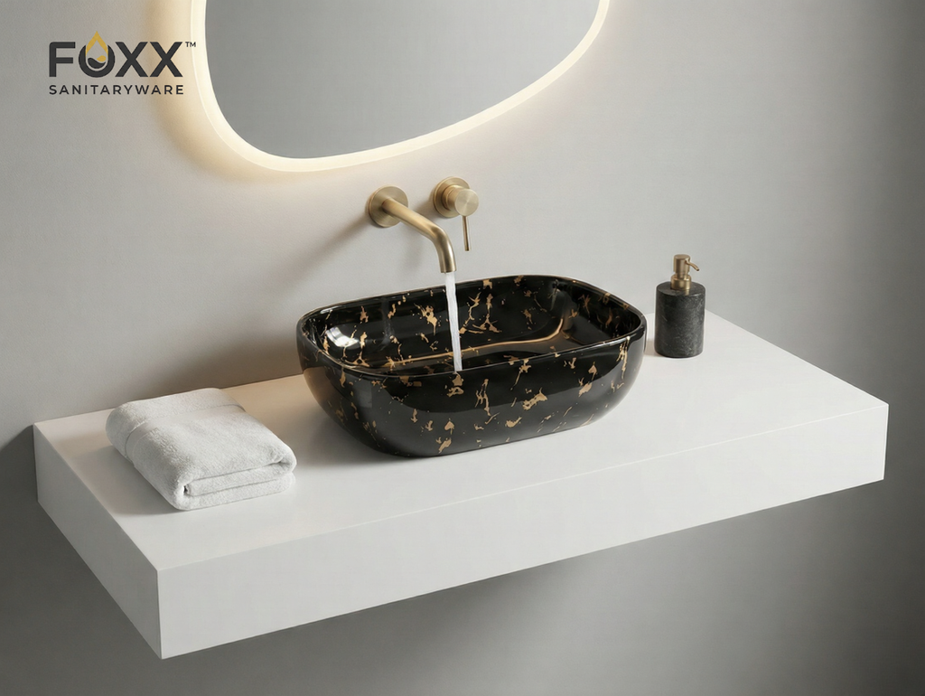 Foxx Sanitaryware Ceramic Premium Designer Wash basin for Home, Hotels (18x13x5)(M-24)