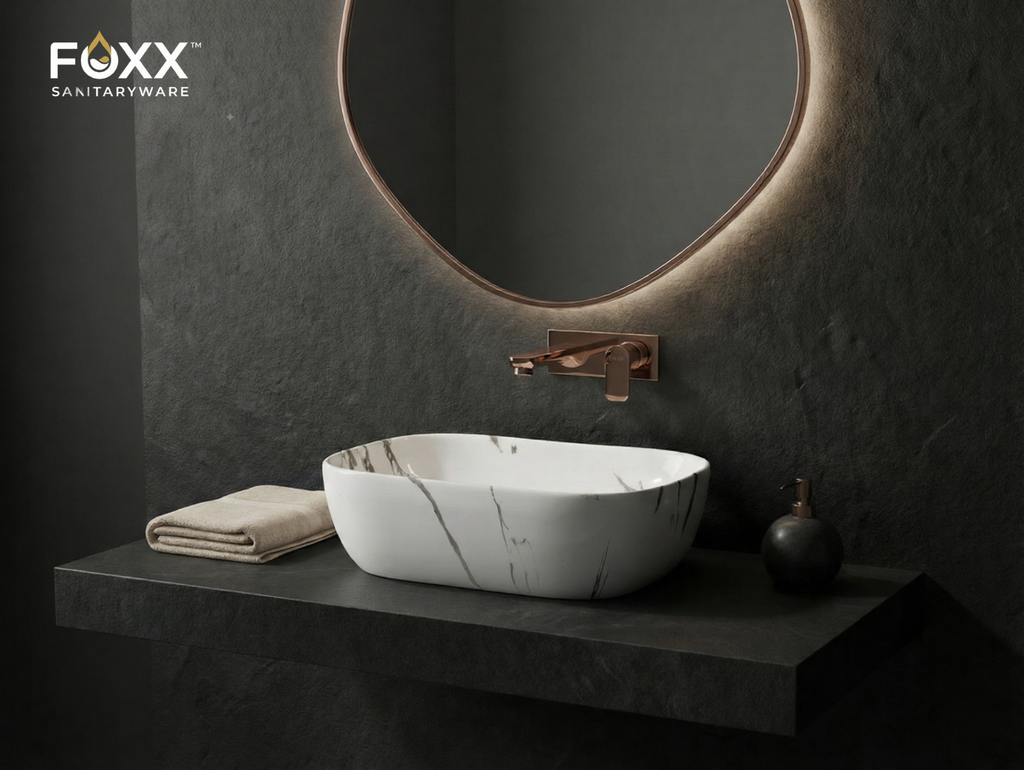 Foxx Sanitaryware Ceramic Premium Designer Wash basin for Home, Hotels (18x13x5)(M-34-New)