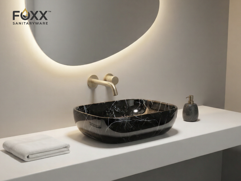 Foxx Sanitaryware Ceramic Premium Designer Wash basin for Home, Hotels (18x13x5)(M-25)