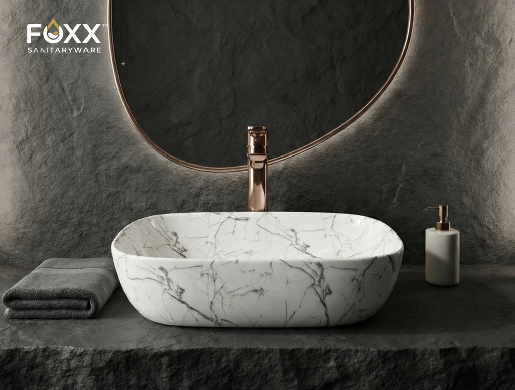 Foxx Sanitaryware Ceramic Premium Designer Wash basin for Home, Hotels (18x13x5)(M-06)