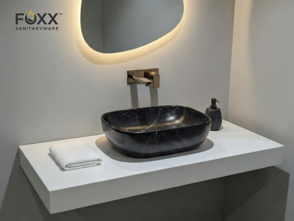 Foxx Sanitaryware Ceramic Premium Designer Wash basin for Home, Hotels (18x13x5)(M-25-Matt)