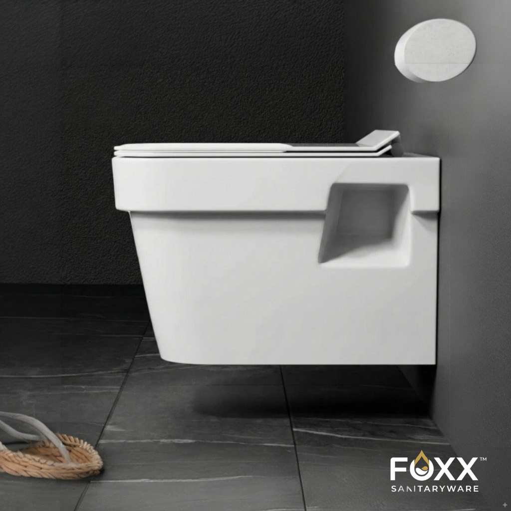 Foxx Sanitaryware Premium Grade White Wall Mounted Commode for Hotels and Home Bold Wall Mounted Commode Western Commode (White)