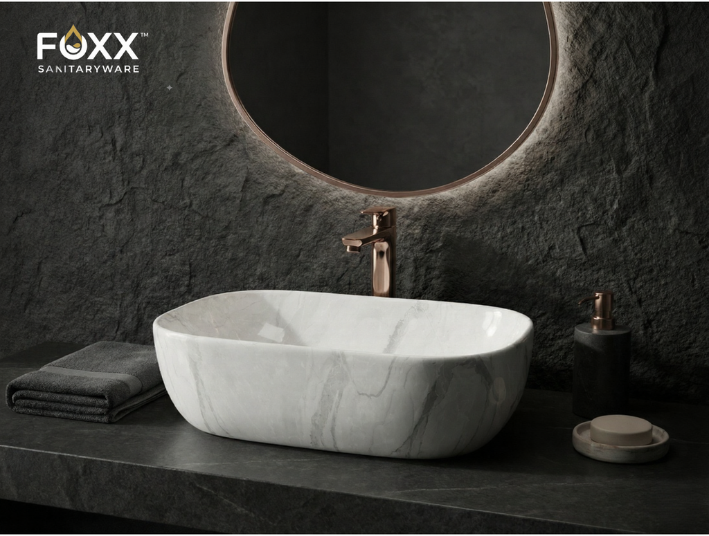 Foxx Sanitaryware Ceramic Premium Designer Wash basin for Home, Hotels (18x13x5)(M-08)