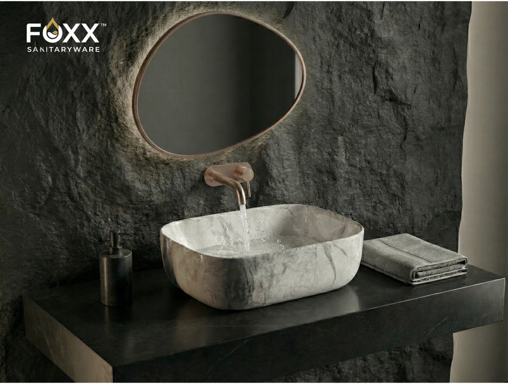 Foxx Sanitaryware Ceramic Premium Designer Wash basin for Home, Hotels (18x13x5)(M-08 New)
