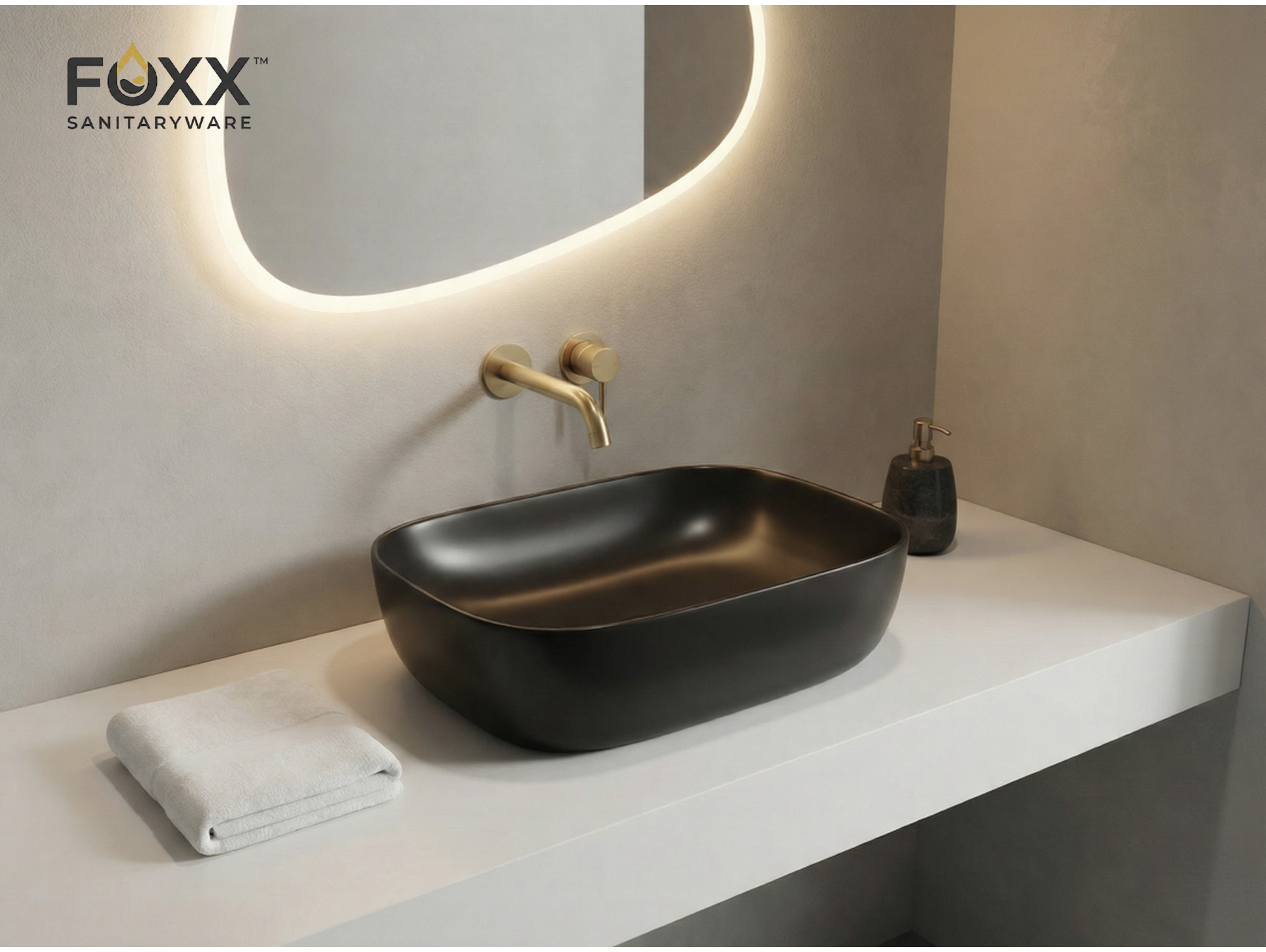 Foxx Sanitaryware Ceramic Premium Designer Wash basin for Home, Hotels (18x13x5)(Black Matt)