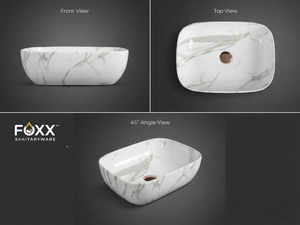 Foxx Sanitaryware Ceramic Premium Designer Wash basin for Home, Hotels (18x13x5)(M-34)