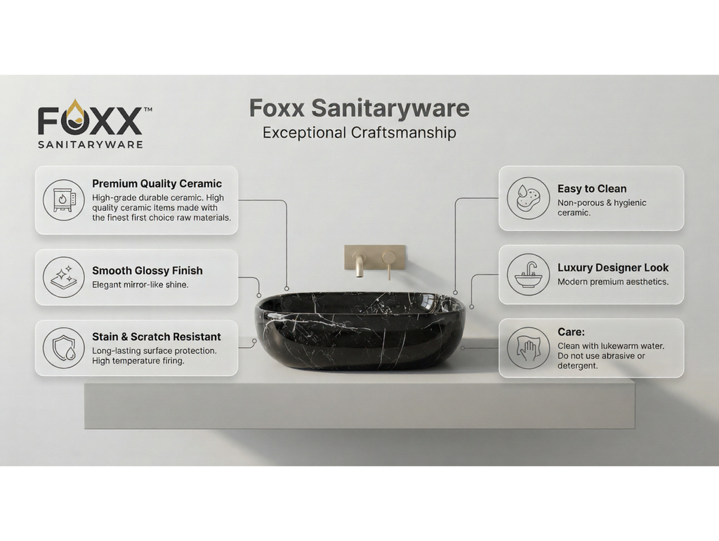 Foxx Sanitaryware Ceramic Premium Designer Wash basin for Home, Hotels (18x13x5)(M-25)