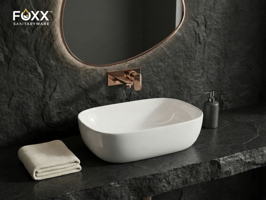 Foxx Sanitaryware Ceramic Premium White Wash basin for Home, Hotels (18x13x5)(Premium White)