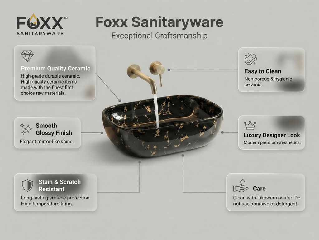 Foxx Sanitaryware Ceramic Premium Designer Wash basin for Home, Hotels (18x13x5)(M-24)
