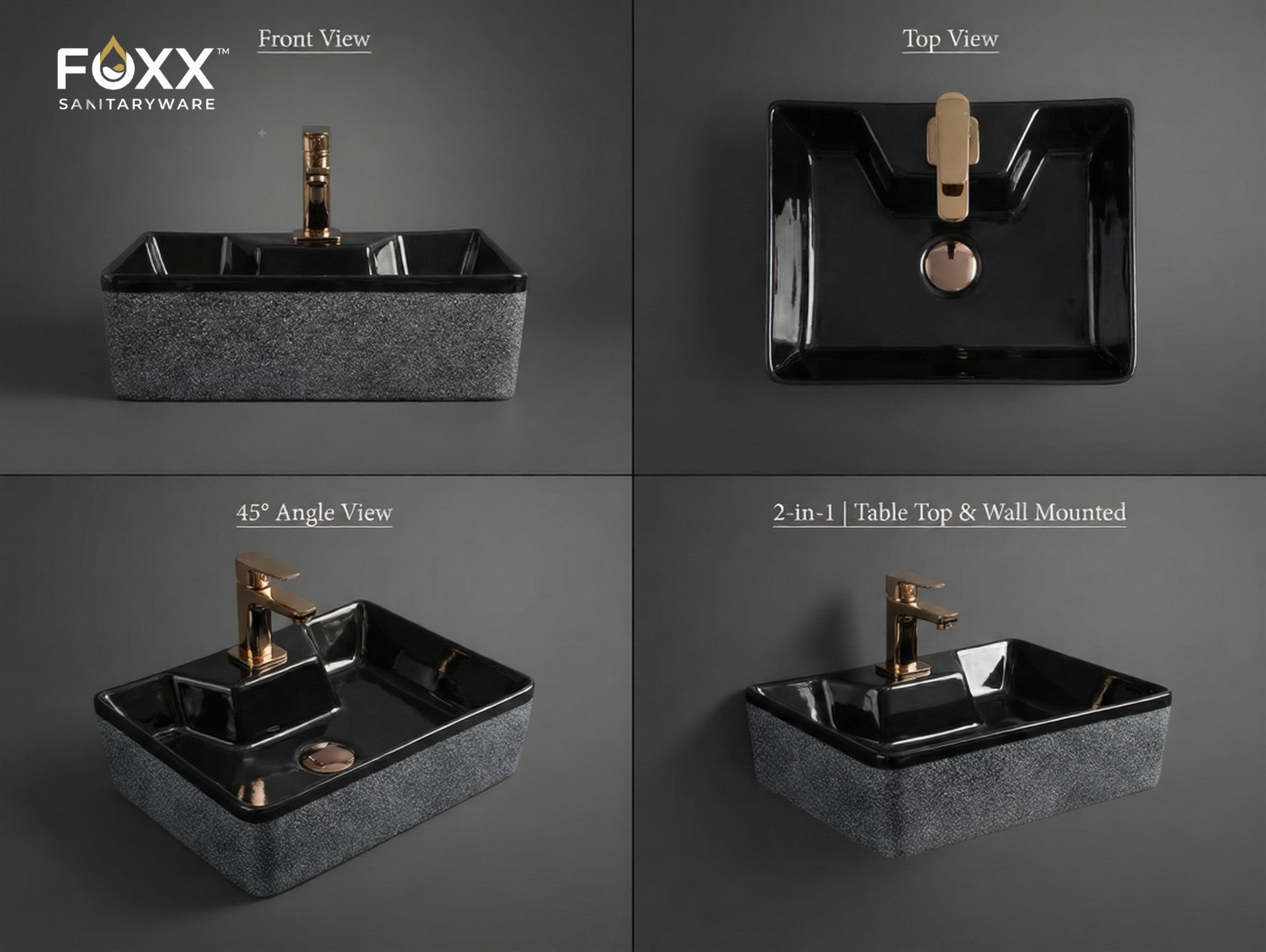 Foxx Sanitaryware 2 in 1 Wall Mount & Table Top Ceramic Premium Wash basin (M-22) (16x12x5) (M-22) Wall Hung Basin