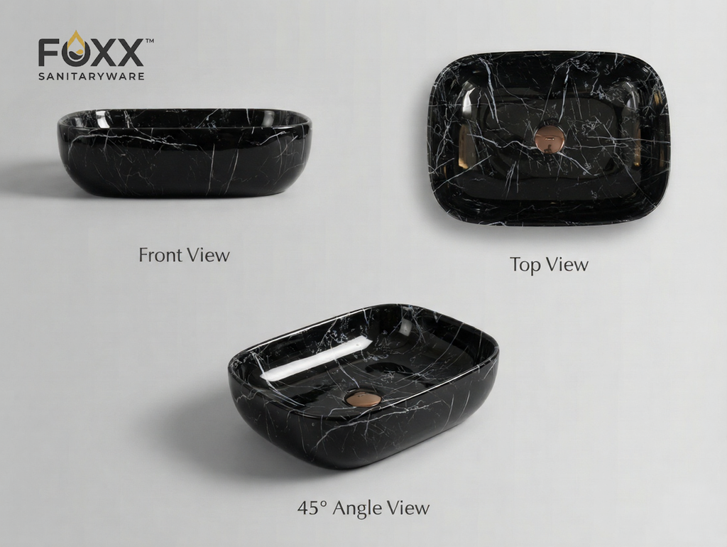 Foxx Sanitaryware Ceramic Premium Designer Wash basin for Home, Hotels (18x13x5)(M-25)