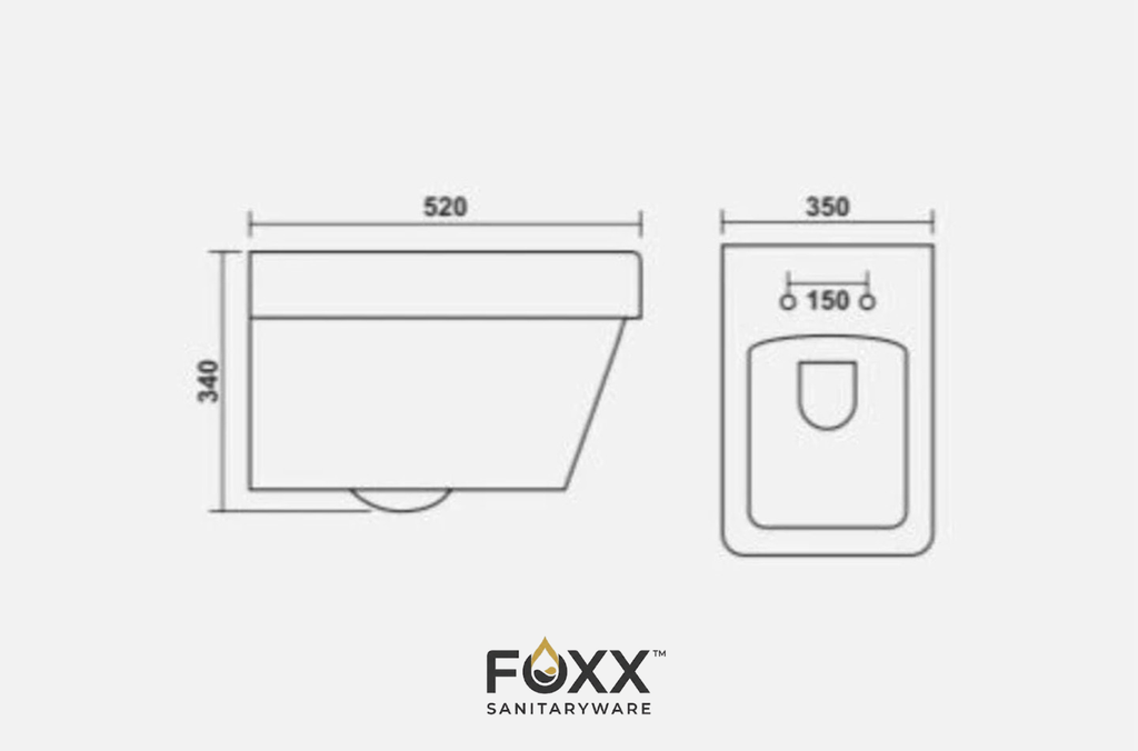 Foxx Sanitaryware Premium Grade White Wall Mounted Commode for Hotels and Home Bold Wall Mounted Commode Western Commode (White)