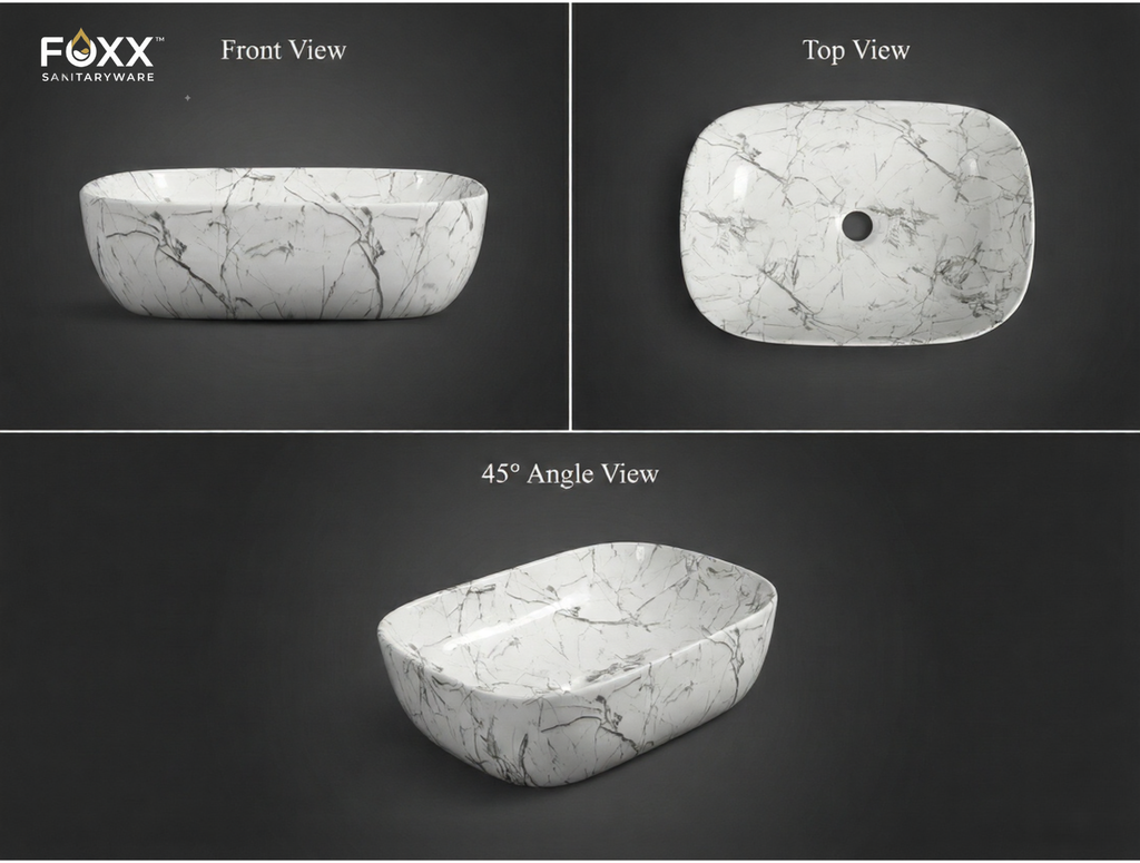 Foxx Sanitaryware Ceramic Premium Designer Wash basin for Home, Hotels (18x13x5)(M-06)