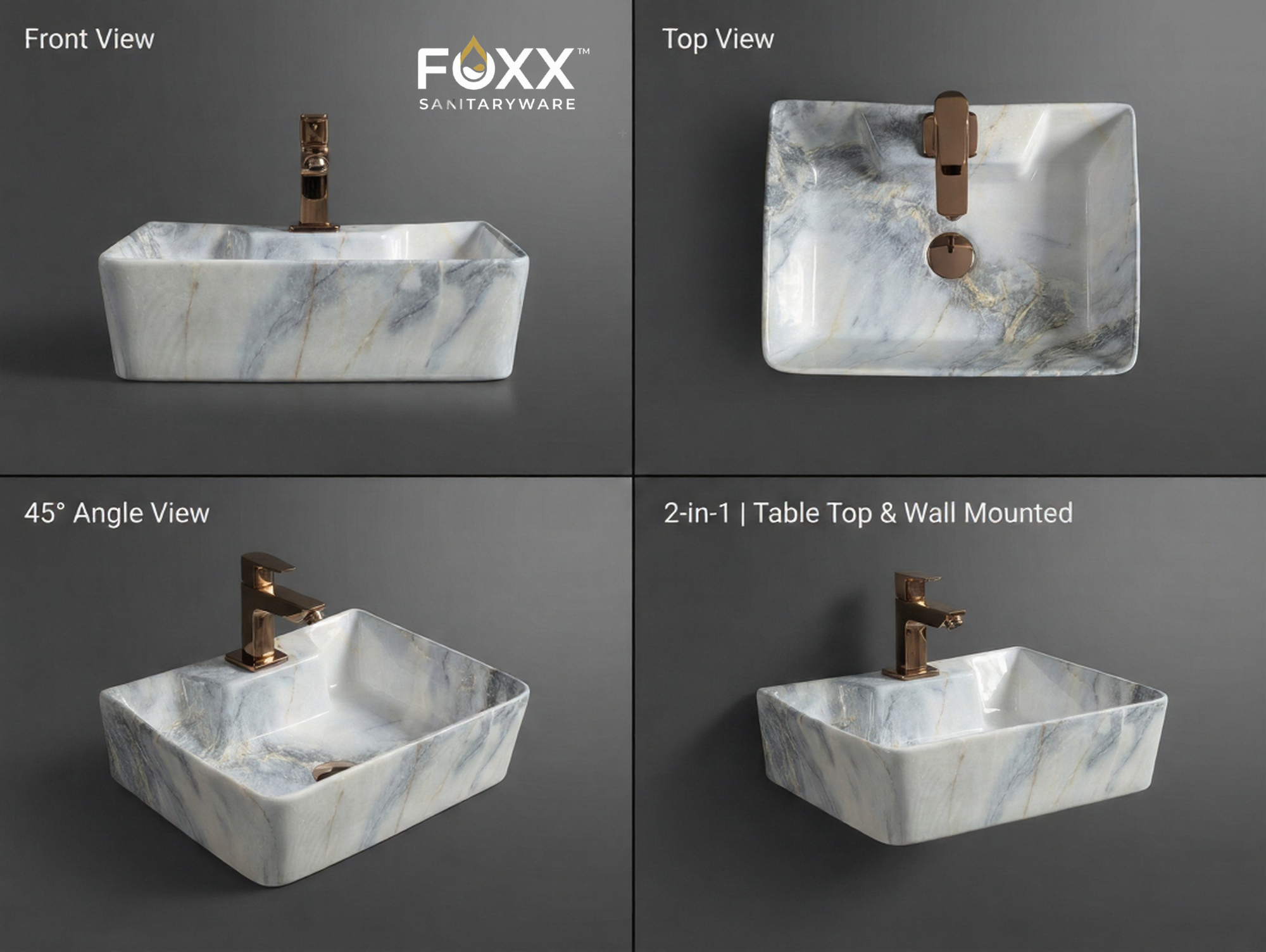 Foxx Sanitaryware 2 in 1 Wall Mount & Table Top Ceramic Premium Wash basin (M-49) (16x12x5) (M-49) Wall Hung Basin