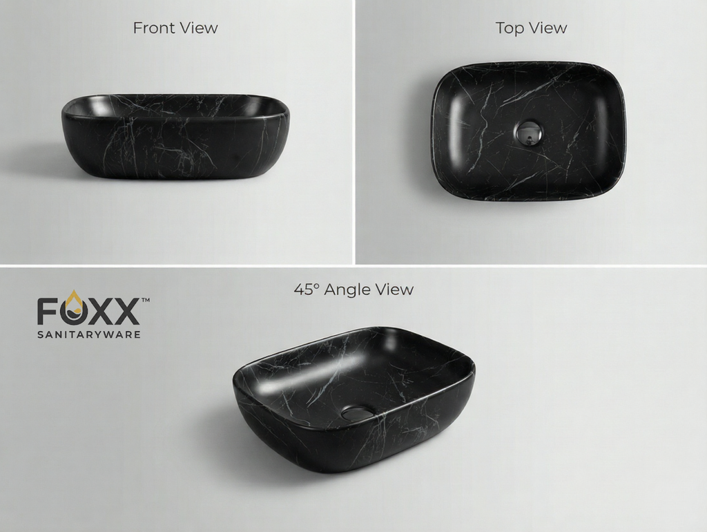 Foxx Sanitaryware Ceramic Premium Designer Wash basin for Home, Hotels (18x13x5)(M-25-Matt)
