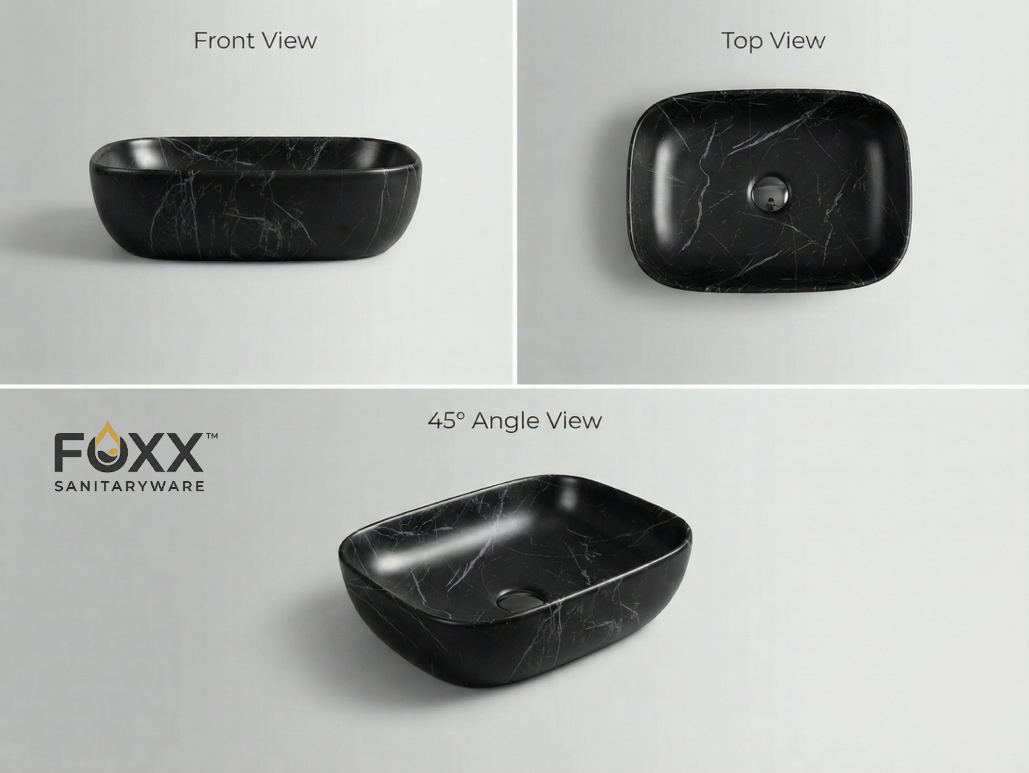 Foxx Sanitaryware Ceramic Premium Designer Wash basin for Home, Hotels (18x13x5)(M-25-Matt)
