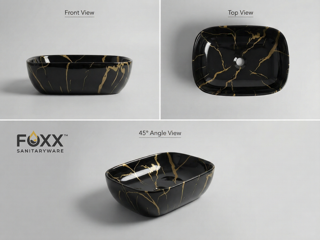 Foxx Sanitaryware Ceramic Premium Designer Wash basin for Home, Hotels (18x13x5)(M-53)