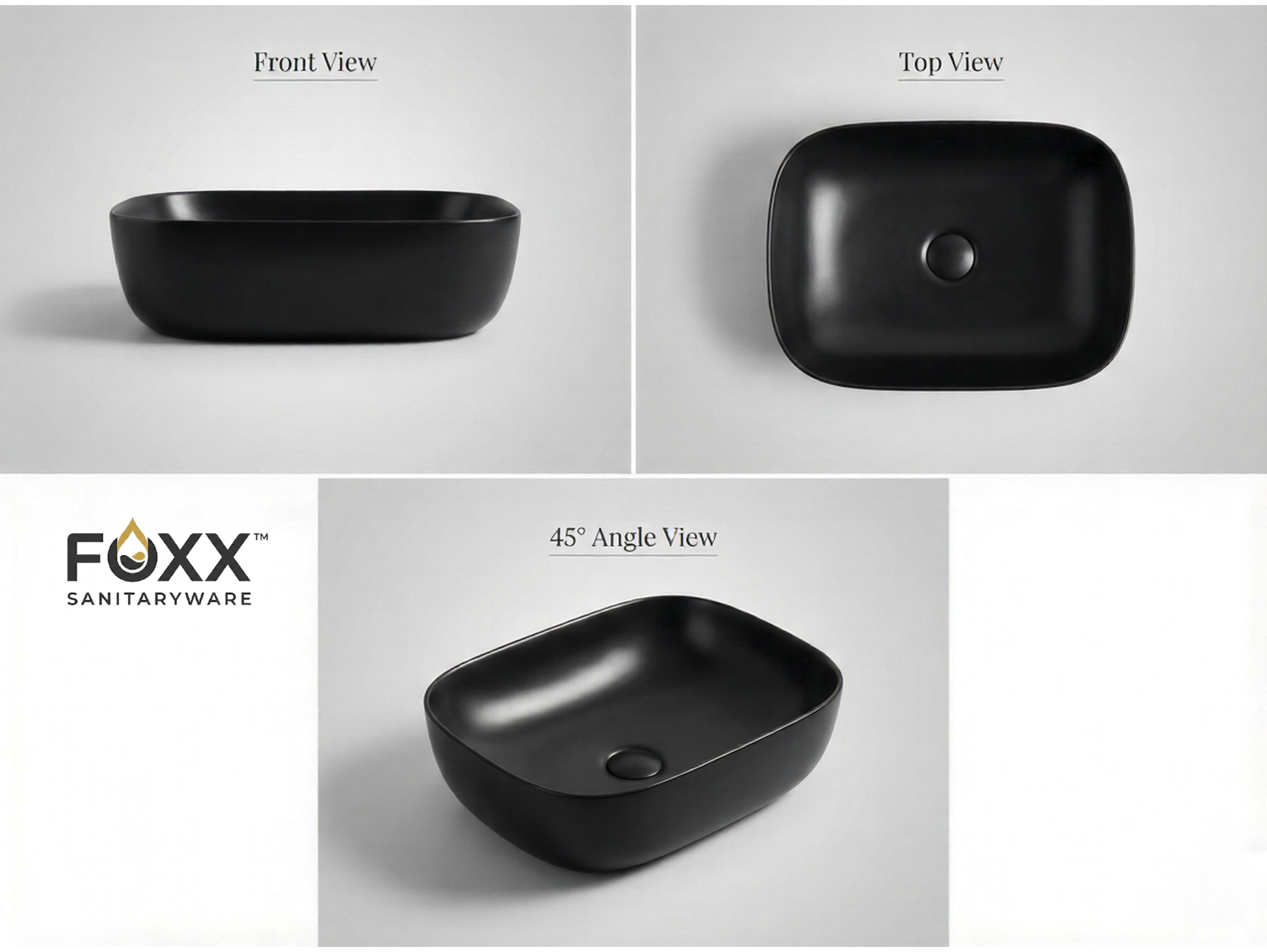 Foxx Sanitaryware Ceramic Premium Designer Wash basin for Home, Hotels (18x13x5)(Black Matt)