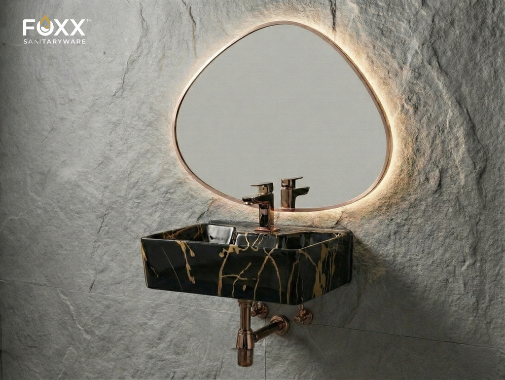 Foxx Sanitaryware 2 in 1 Wall Mount & Table Top Ceramic Premium Wash basin (M-53) (16x12x5) (M-53) Wall Hung Basin