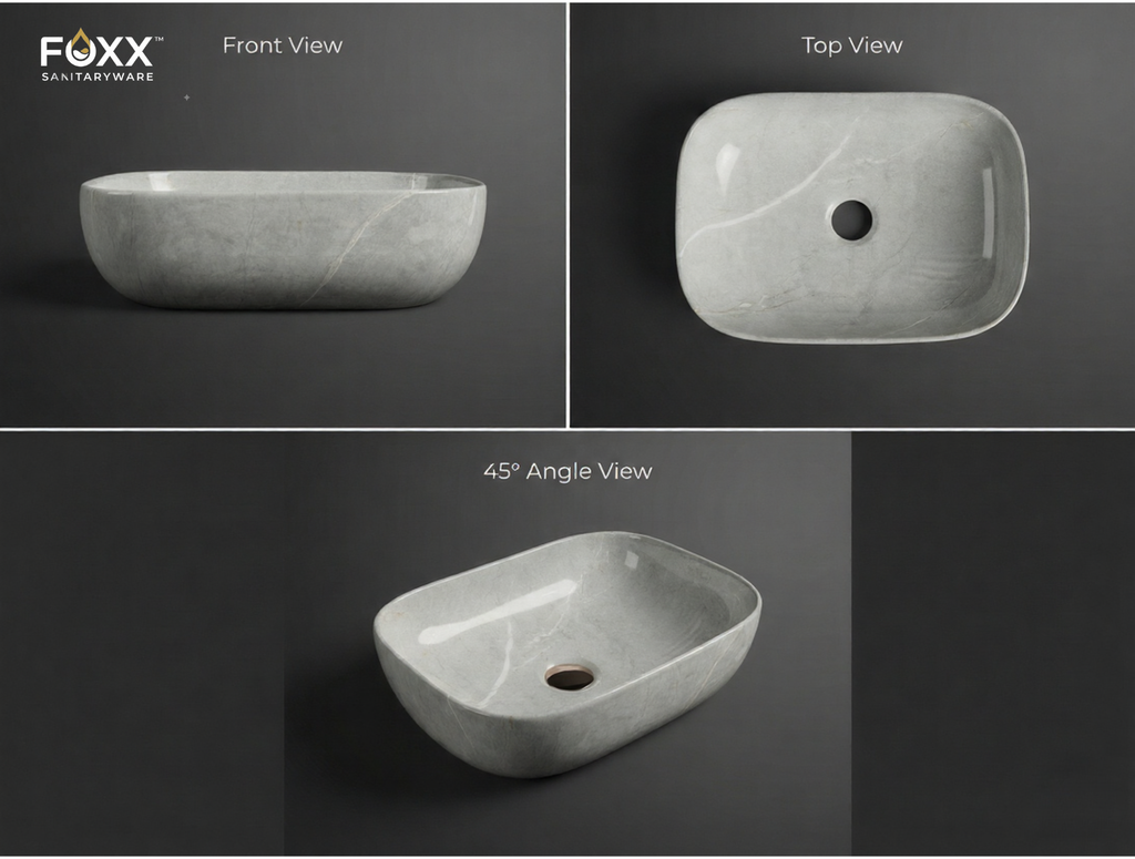 Foxx Sanitaryware Ceramic Premium Designer Wash basin for Home, Hotels (18x13x5)(M-13)