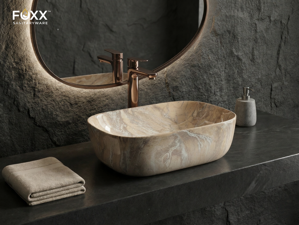 Foxx Sanitaryware Ceramic Premium Designer Wash basin for Home, Hotels (18x13x5)(M-18)