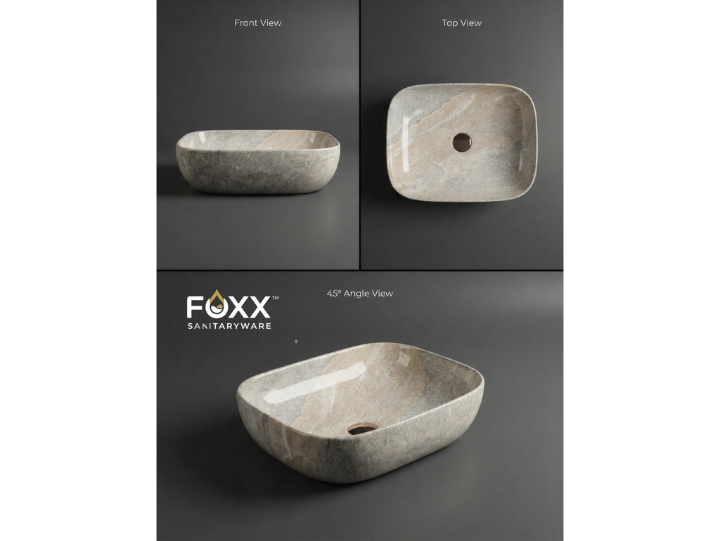 Foxx Sanitaryware Ceramic Premium Designer Wash basin for Home, Hotels (18x13x5)(M-15)