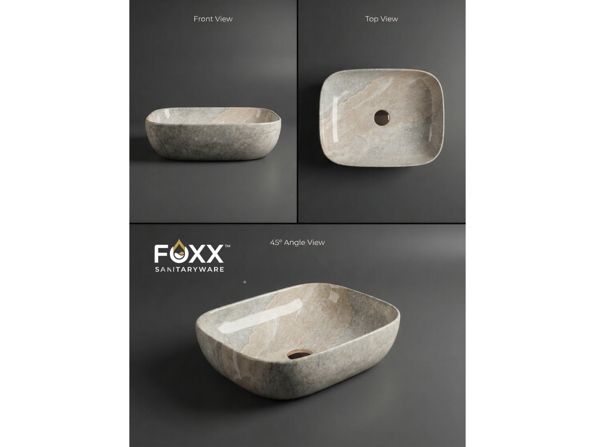 Foxx Sanitaryware Ceramic Premium Designer Wash basin for Home, Hotels (18x13x5)(M-15)