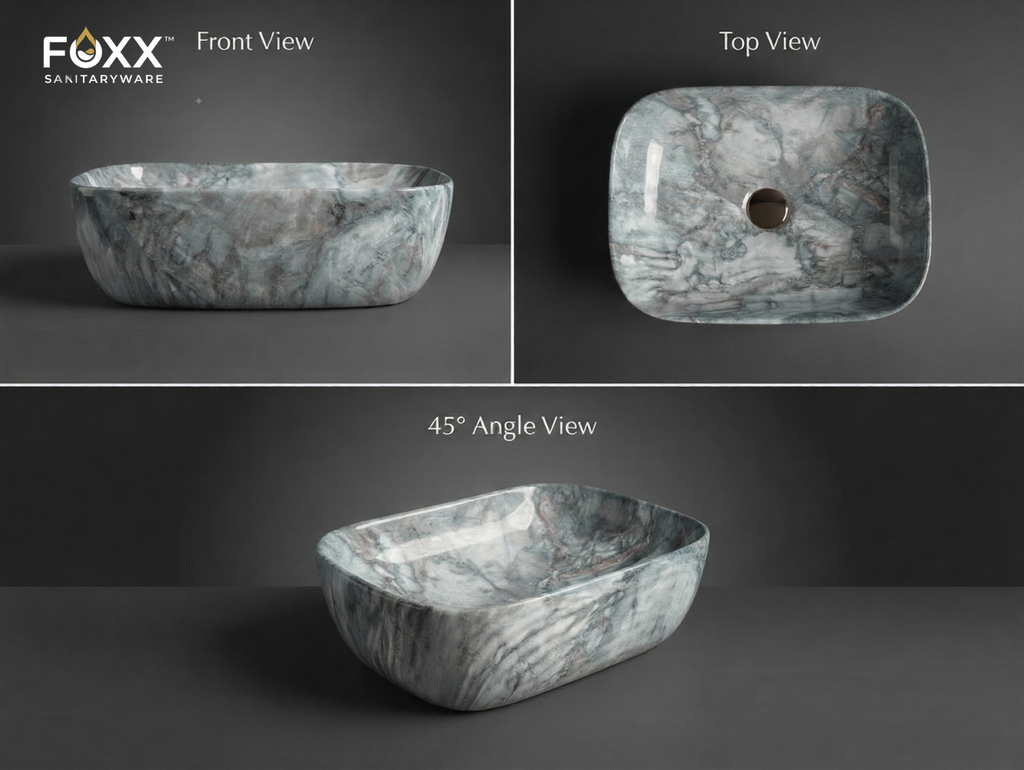 Foxx Sanitaryware Ceramic Premium Designer Wash basin for Home, Hotels (18x13x5)(M-16)