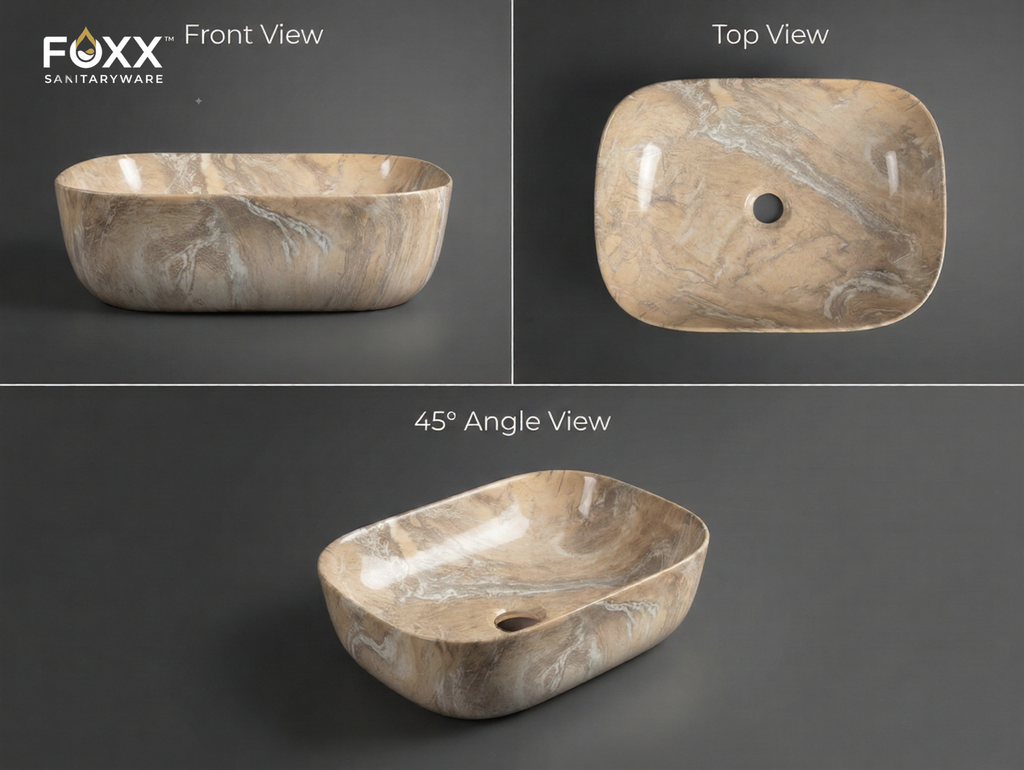Foxx Sanitaryware Ceramic Premium Designer Wash basin for Home, Hotels (18x13x5)(M-18)